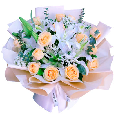 汉中16朵香槟玫瑰2支百合，爱的温暖和幸福