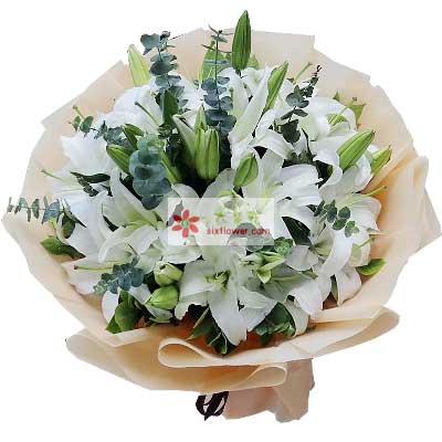 汉中9支白色多头百合，祝福你幸福