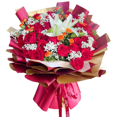 汉中33朵红玫瑰百合，爱如同花般绽放